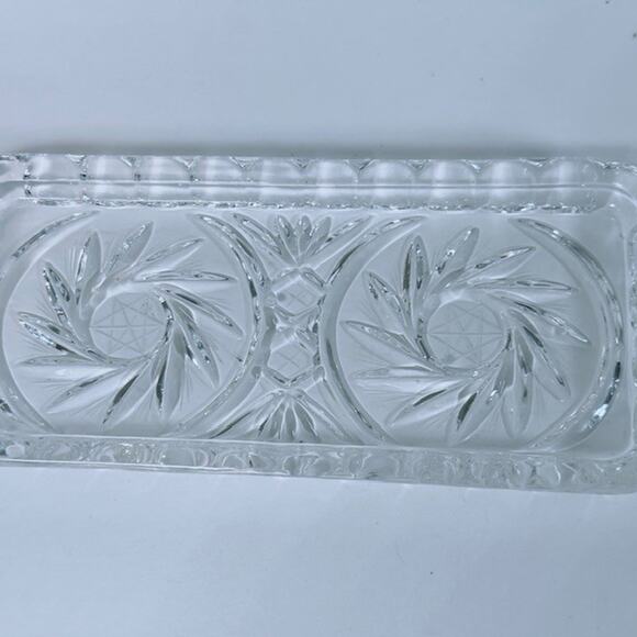 American Cut, Eleanor Butter Dish w/Handles Cut Pinwheel and Fan Blown Glass VTG - Picture 14 of 16